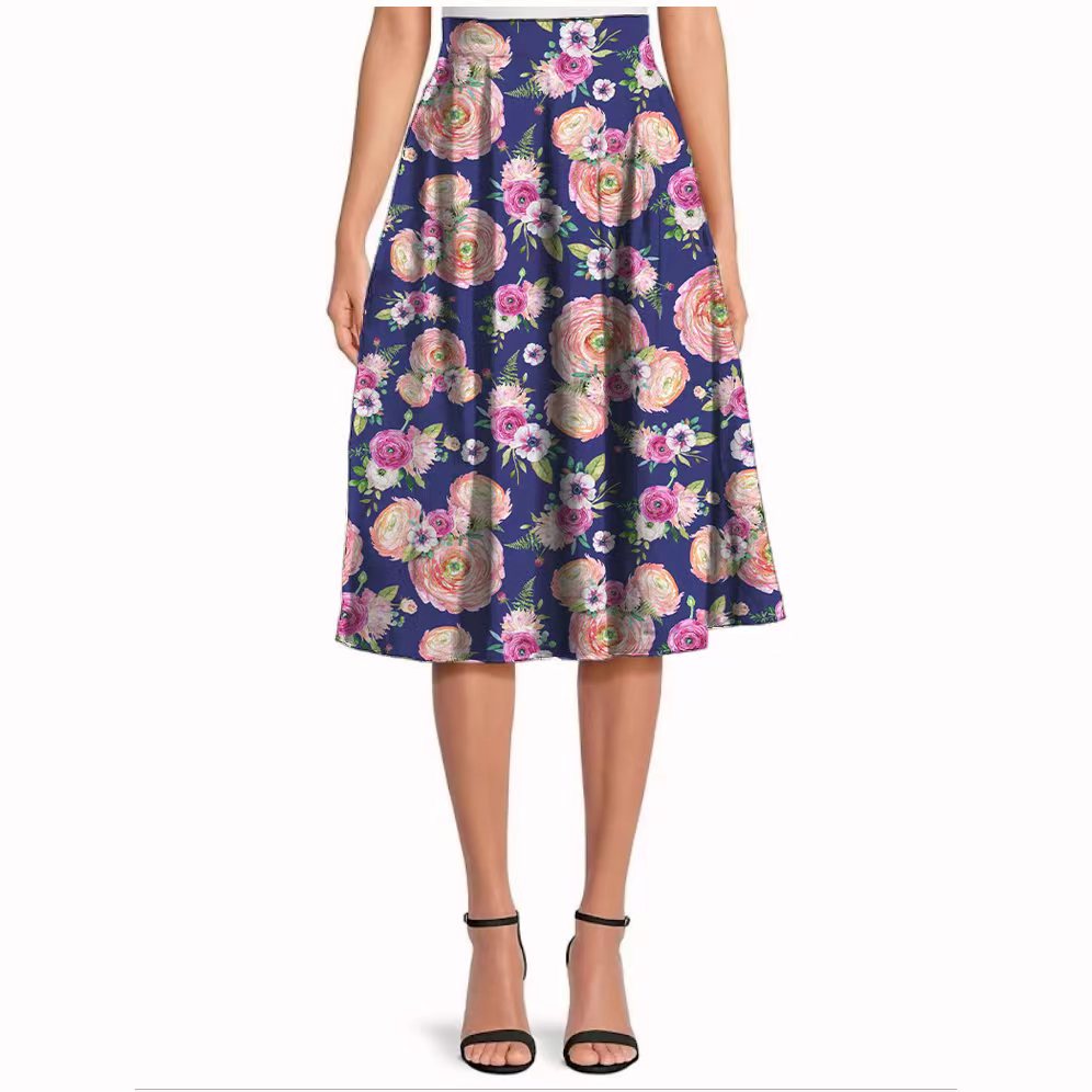 Blue and Pink floral mouseheads swing skirt