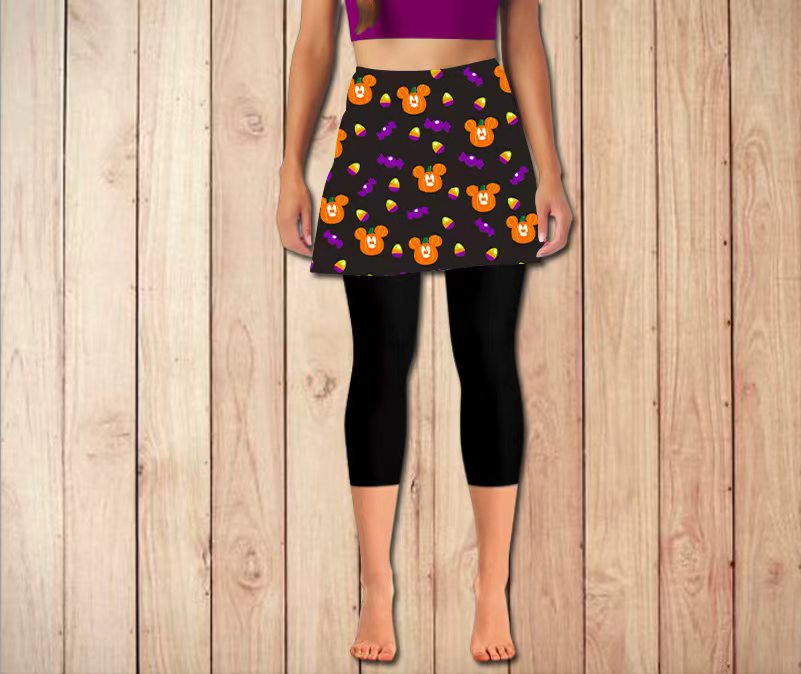 Pumpkin Mouseheads Skirted Capris