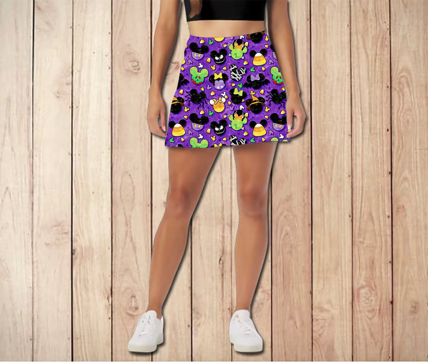 Purple Halloween Moushead skort
