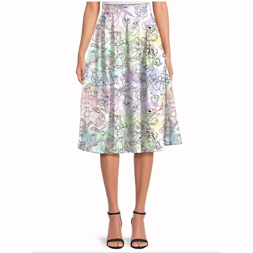 Animation characters swing skirt