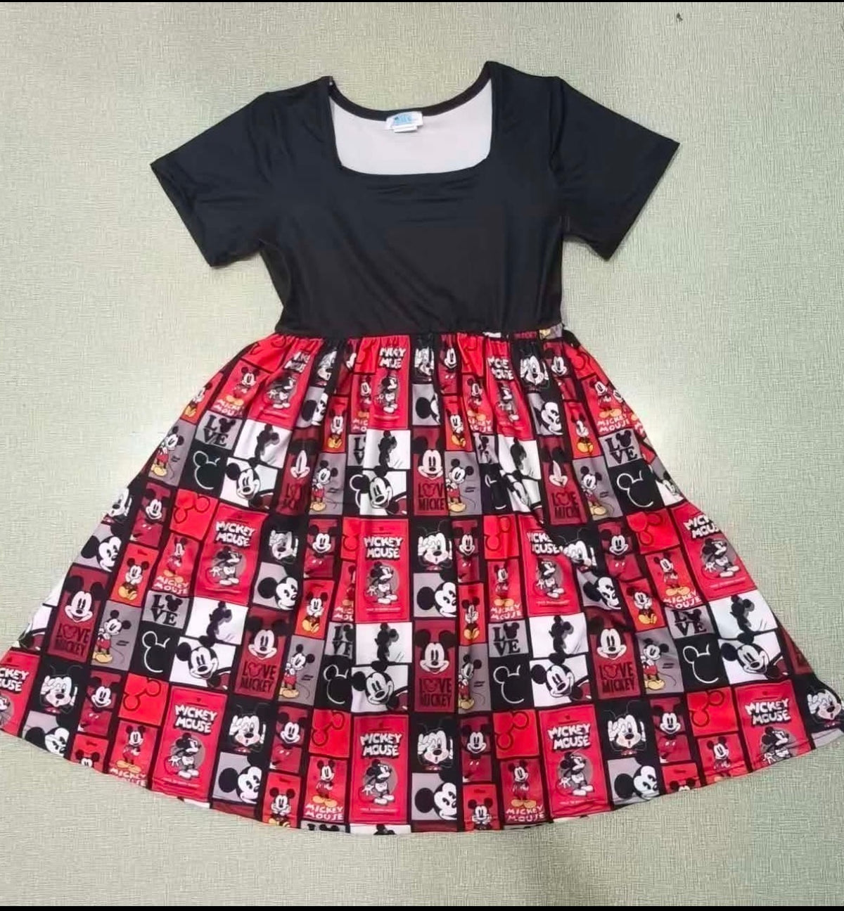 Black and red mouse squares dress