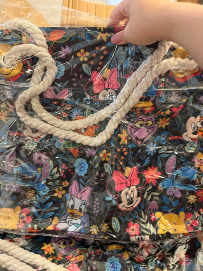 Floral characters rope bag