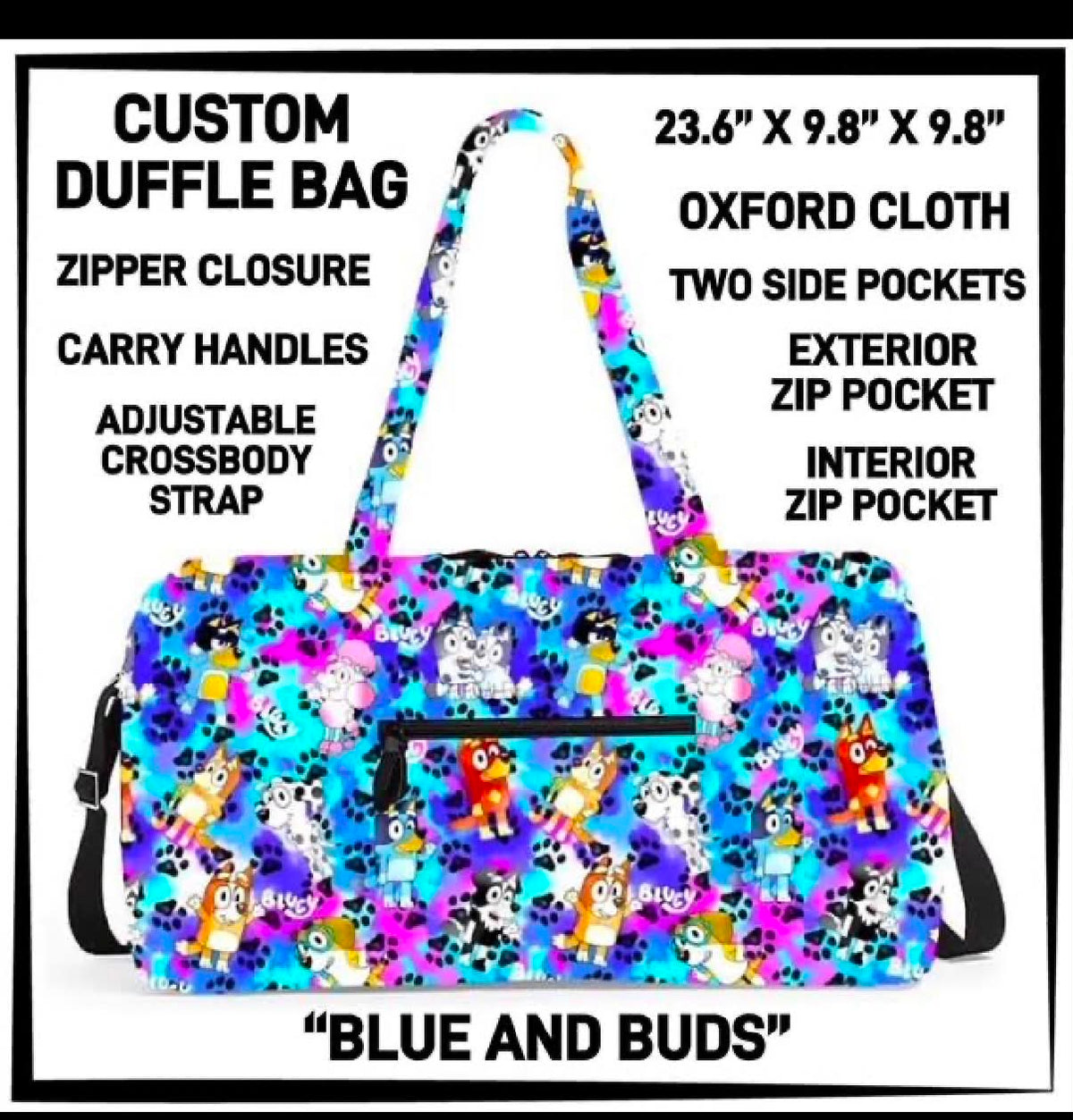 Blue duffle bag