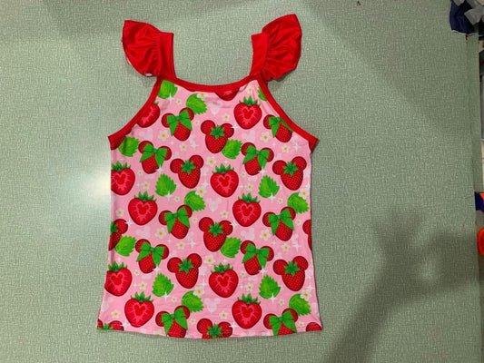 Strawberry Ruffle Tank Top