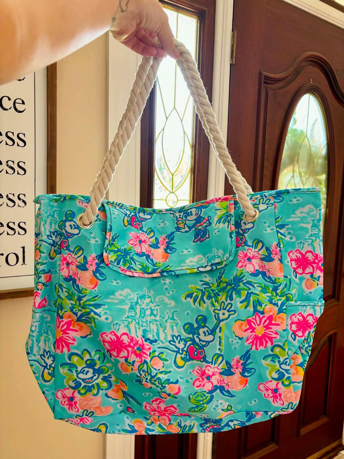 Floral characters rope bag